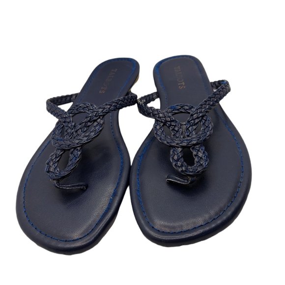 Talbots Shoes - Talbots Cece Braided Keyhole Flip Flops Navy Sandal Women's Size 7